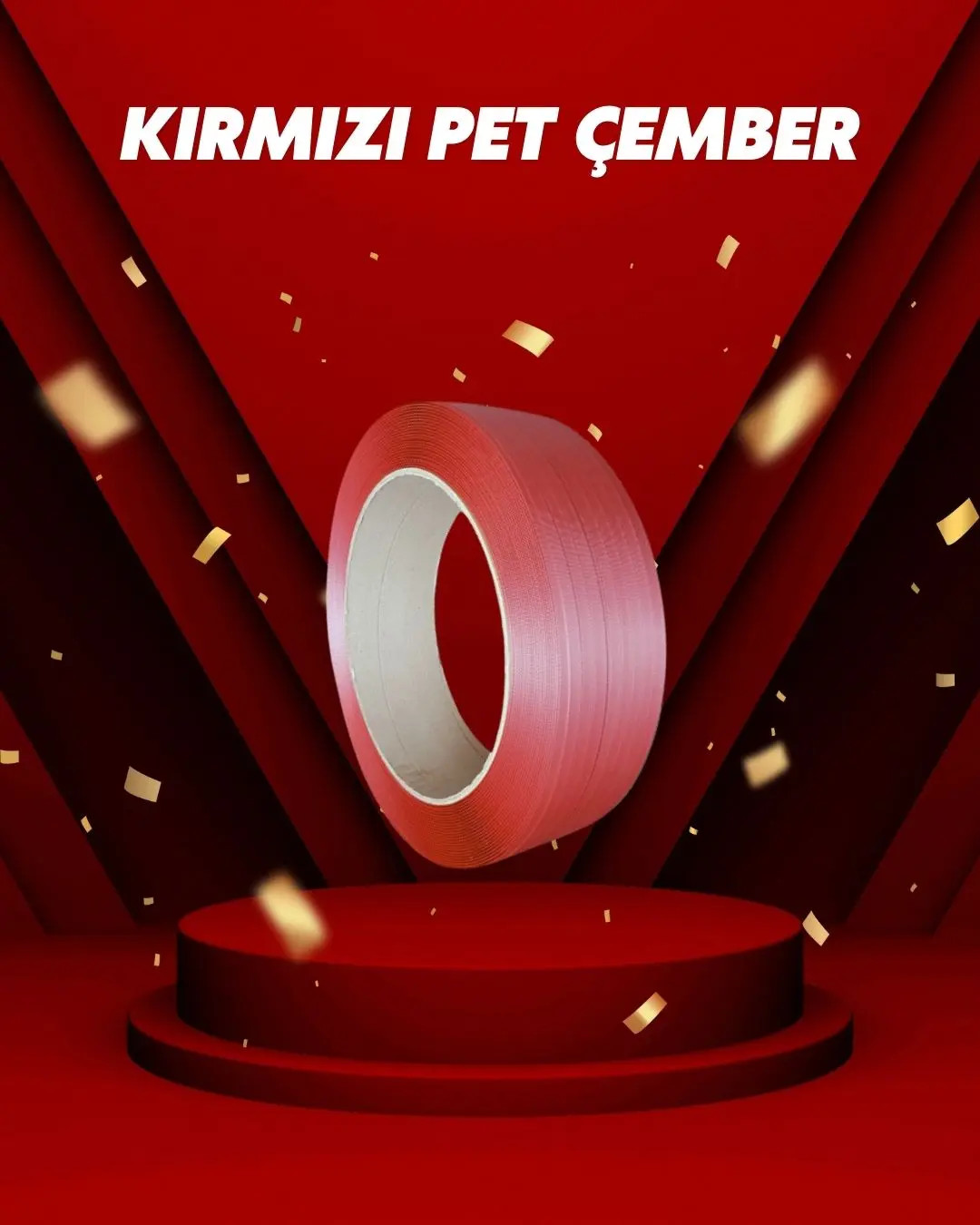 Dalpak Ambalaj - 12mm x 0.75mm Kırmızı Polyester PET Çember Rulosu