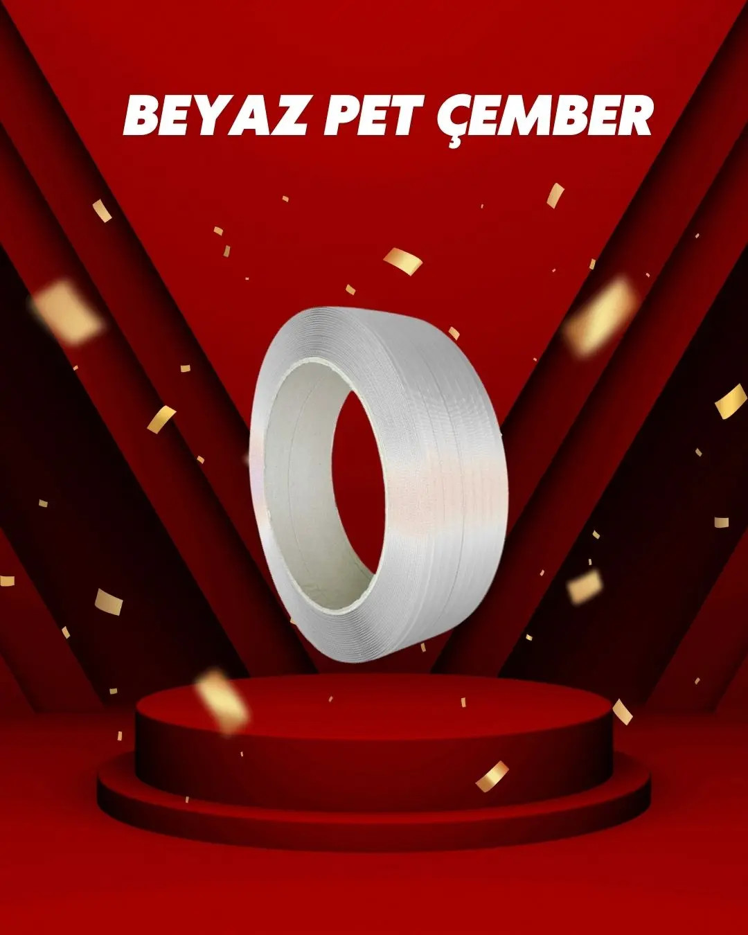 Dalpak Ambalaj - 12mm x 0.75mm Beyaz Polyester PET Çember Rulosu