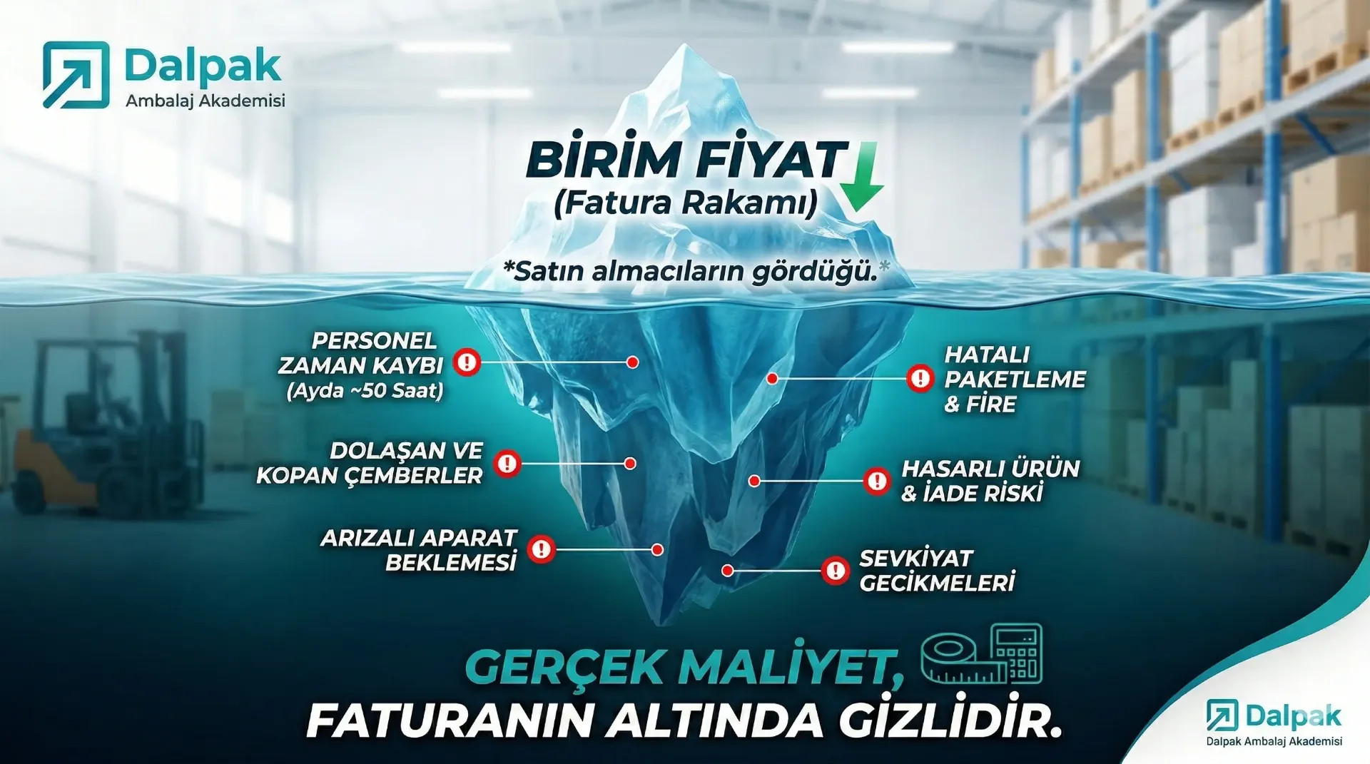 Ambalaj satın almasında birim fiyat ve gizli operasyonel maliyetler karşılaştırma grafiği - Dalpak Ambalaj Akademisi